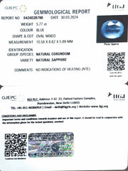 5.77/CT Natural Blue Sapphire with Govt Lab Certificate-23310